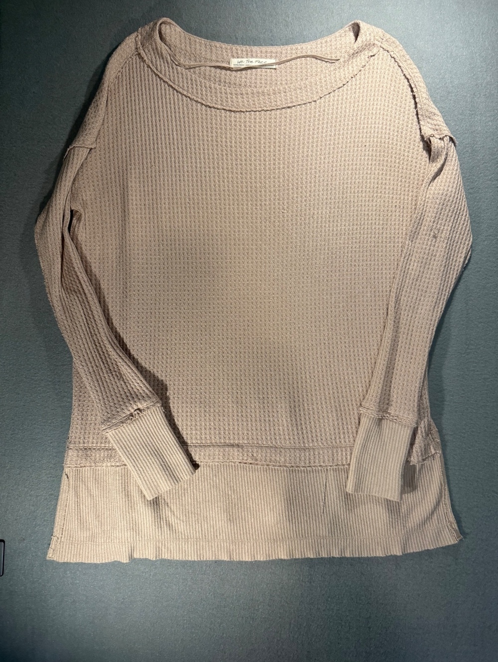 We The Free Extra Small Beige Waffle Knit Long Sleeve Top